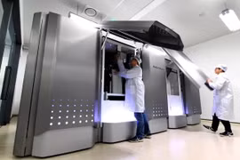 Máy phát điện của Hyundai Mobis được trang bị pin nhiên liệu hydro tại một nhà máy của công ty ở Chungju. (Nguồn: koreabizwire.com)