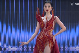 Hình ảnh Quế Anh trong đêm bán kết Miss Grand International 2024.