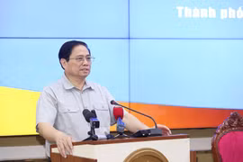 Thủ tướng Phạm Minh Chính phát biểu tại buổi làm việc. (Ảnh: Dương Giang/TTXVN)