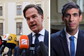Thủ tướng Anh Rishi Sunak (phải) Thủ tướng Hà Lan Mark Rutte. (Nguồn: Nieuwspaal)