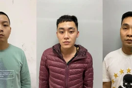 Các đối tượng tại cơ quan công an. (Ảnh: PV/Vietnam+) 