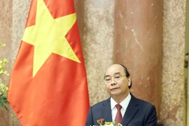 Chủ tịch nước Nguyễn Xuân Phúc phát biểu tại lễ trao quyết định. (Ảnh: Thống Nhất/TTXVN)