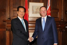 Thủ tướng Nguyễn Tấn Dũng hội đàm cùng Thủ tướng John Key trong chuyến thăm New Zealand. (Ảnh: TTXVN)