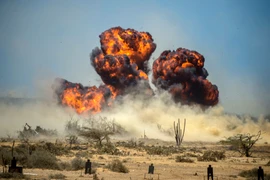 Quân đội Venezuela diễn tập tại bang Falcon, cách thủ đô Caracas 536 km về phía Tây. (Ảnh: AFP)