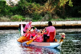 Thuyền Rồng truyền thống của Việt Nam tham gia Ngày Việt Nam tại Venice. (Ảnh: Đức Hòa-Quang Thanh/Vietnam+)