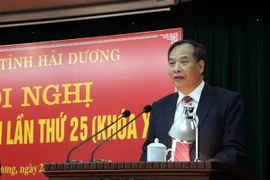 Bí thư Tỉnh ủy Hải Dương Nguyễn Mạnh Hiển phát biểu tại Hội nghị. (Ảnh: Mạnh Tú/TTXVN)