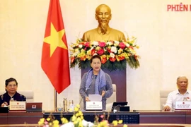 Chủ tịch Quốc hội Nguyễn Thị Kim Ngân chủ trì và phát biểu khai mạc Phiên họp thứ 45 Ủy ban Thường vụ Quốc hội. (Ảnh: Trọng Đức/TTXVN)