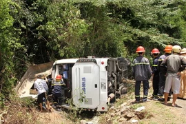 Hiện trường vụ tai nạn. (Ảnh: Văn Tý/TTXVN)