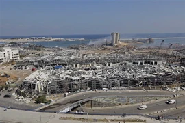 Cảnh đổ nát tại cảng Beirut, Liban sau vụ nổ ngày 5/8/2020. (Ảnh: THX/TTXVN)