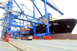 Hoạt động bốc xếp hàng nhập khẩu tại cảng biển Hải Phòng. (Ảnh: An Đăng/TTXVN)