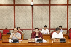 Chủ tịch Quốc hội Nguyễn Thị Kim Ngân chủ trì họp Bộ Chính trị với Ban Thường vụ Thành ủy Cần Thơ. (Ảnh: Trọng Đức/TTXVN)