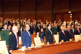 Tổng Bí thư, Chủ tịch nước Nguyễn Phú Trọng, Thủ tướng Nguyễn Xuân Phúc cùng nhiều đồng chí lãnh đạo, nguyên lãnh đạo Đảng, nhà nước dự phiên bế mạc. (Ảnh: Trọng Đức/TTXVN)