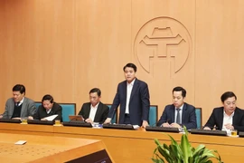 Chủ tịch Ủy ban Nhân dân thành phố Hà Nội Nguyễn Đức Chung phát biểu chỉ đạo. (Ảnh: Lâm Khánh/TTXVN)