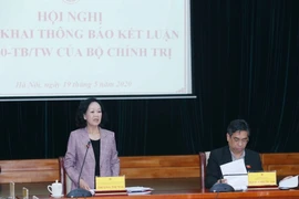 Bà Trương Thị Mai, Ủy viên Bộ Chính trị, Bí thư Trung ương Đảng, Trưởng Ban Dân vận Trung ương chủ trì Hội nghị. (Ảnh: Phương Hoa/TTXVN)