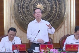 Ông Nguyễn Văn Bình, Ủy viên Bộ Chính trị, Bí thư Trung ương Đảng, Trưởng ban Kinh tế Trung ương, Trưởng Ban Chỉ đạo 218 phát biểu tại hội nghị. (Ảnh: Nguyễn Nam/TTXVN)