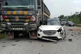 Hiện trường vụ tai nạn. (Ảnh: Thanh Hải/TTXVN)