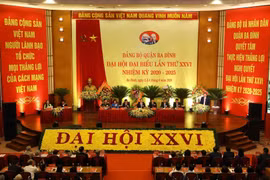 Bí thư Thành ủy Hà Nội Vương Đình Huệ phát biểu chỉ đạo Đại hội. (Ảnh: Văn Điệp/TTXVN)