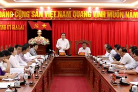 Toàn cảnh buổi làm việc của Đoàn công tác của Ban Bí thư Trung ương Đảng do ông Trần Thanh Mẫn - Bí thư Trung ương Đảng, Bí thư Đảng đoàn, Chủ tịch Ủy ban Trung ương Mặt trận Tổ quốc Việt Nam làm trưởng đoàn đã có buổi làm việc với Ban Thường vụ Tỉnh ủy G