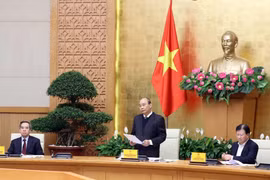 Thủ tướng Nguyễn Xuân Phúc phát biểu khai mạc tại điểm cầu Hà Nội. (Ảnh: Thống Nhất/TTXVN)