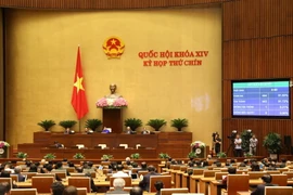 Kết quả biểu quyết thông qua Nghị quyết kỳ họp thứ 9, Quốc hội khóa XIV. (Ảnh: Văn Điệp/TTXVN)