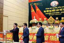 Đại hội tiến hành bầu Ban Chấp hành Đảng bộ huyện Cẩm Khê lần thứ XXIX, nhiệm kỳ 2020-2025. (Ảnh: Trung Kiên/TTXVN)