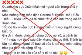 Một trong những thông tin sai lệch trên mạng xã hội Facebook. (Ảnh chụp màn hình)