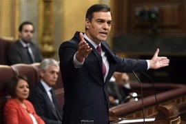 Thủ tướng Pedro Sanchez phát biểu sau khi vượt qua cuộc bỏ phiếu tại Quốc hội ở Madrid, Tây Ban Nha, ngày 7/1. (Ảnh: AFP/TTXVN)