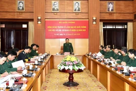 Đại tướng Ngô Xuân Lịch, Ủy viên Bộ Chính trị, Phó Bí thư Quân ủy Trung ương, Bộ trưởng Quốc phòng chủ trì buổi làm việc giữa lãnh đạo Bộ Quốc phòng với các cơ quan của Bộ về nhiệm vụ năm 2020. (Ảnh: Dương Giang/TTXVN)