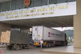 Một xe chở thanh long thông quan qua cửa khẩu đường bộ Kim Thành (Lào Cai). (Ảnh Hồng Ninh/TTXVN)
