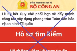 Hình ảnh trang mạng giả mạo Cổng Thông tin điện tử Bộ Công an.