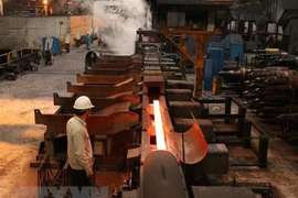 Dây chuyền cán thép tự động của Nhà máy cán thép Thái Trung, Công ty Cổ phần gang thép Thái Nguyên. (Ảnh: Hoàng Nguyên/TTXVN)
