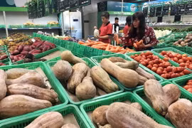 Khách hàng mua sắm tại siêu thị Mega Market Hoàng Mai, Hà Nội. (Ảnh: Trần Việt/TTXVN)