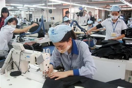 Sản xuất hàng dệt may xuất khẩu sang châu Âu. (Ảnh: Đỗ Phương Anh/TTXVN)
