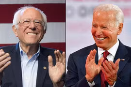 Ứng viên tiềm năng tranh cử Tổng thống Mỹ của đảng Dân chủ, cựu Phó Tổng thống Joe Biden (ảnh phải) và đối thủ là Thượng nghị sỹ Bernie Sanders. (Ảnh: AFP/TTXVN)