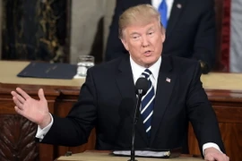Tổng thống Mỹ Donald Trump phát biểu trước lưỡng viện Quốc hội ở Washington, DC. (Nguồn: AFP/TTXVN)