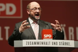 Ứng viên đảng trung tả Dân chủ Xã hội (SPD) Martin Schulz phát biểu tại một hội nghị ở Orscholz, Đức. (Nguồn: EPA/TTXVN)