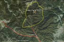 Hình ảnh vệ tinh từ bãi thử hạt nhân Punggye-ri của Triều Tiên. (Nguồn: YONHAP/TTXVN)