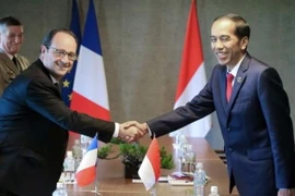Tổng thống Pháp Francois Hollande và người đồng cấp nước chủ nhà Joko Widodo. (Nguồn: netralnews.com)