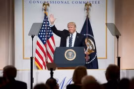 Tổng thống Mỹ Donald Trump phát biểu trong cuộc họp tại Washington, DC. (Nguồn: AFP/TTXVN)