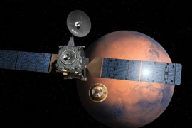 Hình ảnh mô phỏng module đổ bộ Schiaparelli tách khỏi Trạm liên hành tinh Nga-châu Âu ExoMars và tiến tới Sao Hỏa. (Nguồn: AFP/TTXVN)