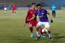 Hà Nội FC chia điểm với Hồng Lĩnh Hà Tĩnh trên sân nhà Hàng Đẫy ở vòng 7 V-League 2023/24. (Ảnh: Việt Anh/Vietnam+)