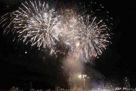 Màn bắn pháo hoa nghệ thuật tại thành phố Đã Nẵng. (Ảnh: TTXVN)