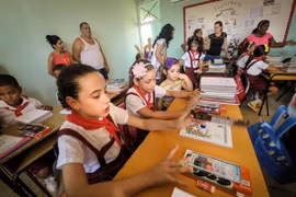 Quang cảnh một lớp học tại trường Baragua ở thủ đô Havana, Cuba ngày 1/9/2014. (Nguồn: AFP/TTXVN)