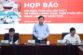 Họp báo cung cấp thông tin về hội nghị toàn cầu lần thứ 4 hệ thống lương thực, thực phẩm bền vững. (Ảnh: PV/Vietnam+)