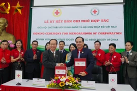 Hội Chữ thập Đỏ Việt Nam và Trung Quốc đã ký kết Biên bản ghi nhớ hợp tác giai đoạn 2023-2028. (Ảnh: Hội chữ thập đỏ Việt Nam)