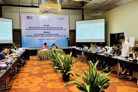 Hội thảo đánh giá giữa kỳ kết quả thực hiện chương trình phòng chống mua bán người, hỗ trợ nạn nhân bị mua bán giai đoạn 2021-2025. (Ảnh: PV/Vietnam+)