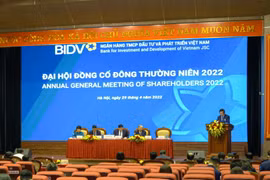 Toàn cảnh Đại hội cổ đông thường niên 2022 của BIDV. (Ảnh: Vietnam+)
