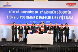 Lãnh đạo hai bên tham gia ký kết. (Ảnh: Vietnam+)