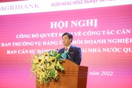 Ông Phạm Toàn Vượng - thành viên HĐTV, Tổng Giám đốc Agribank phát biểu nhận nhiệm vụ. (Ảnh: Vietnam+)