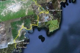 Tuyến đường sắt Khasan-Rajin. (Ảnh: Googlemap)